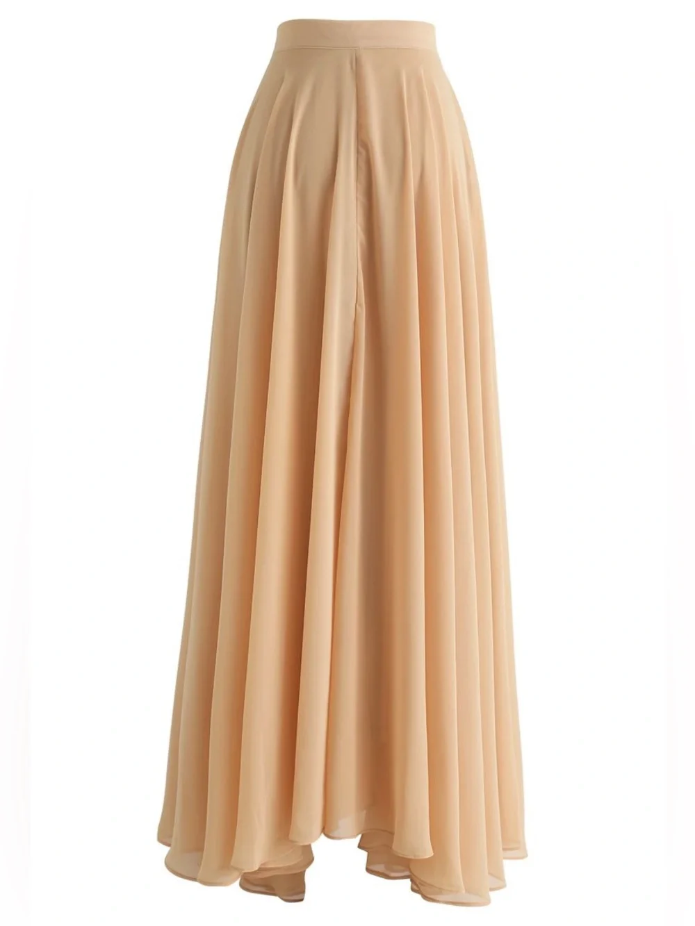 Chicwish Timeless Favorite Chiffon Boho Chic Flowy Maxi Skirt In Light Tan S